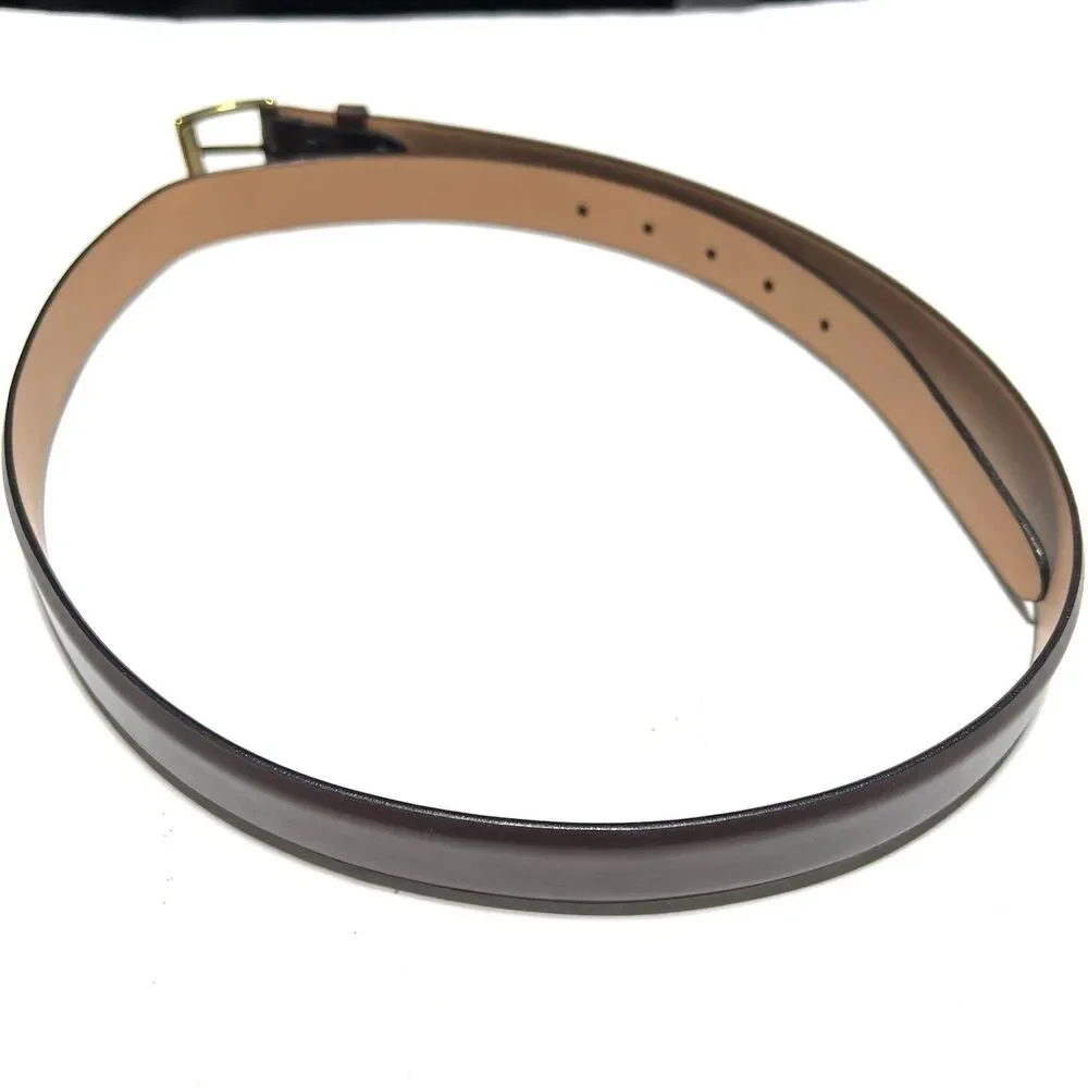 Sid Mashburn Slim Brown Leather Brass Buckle Belt Size 40